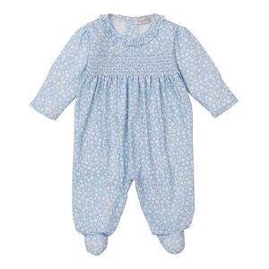 NWT Kissy Kissy Blue Floral Smocked Footed One-Piece